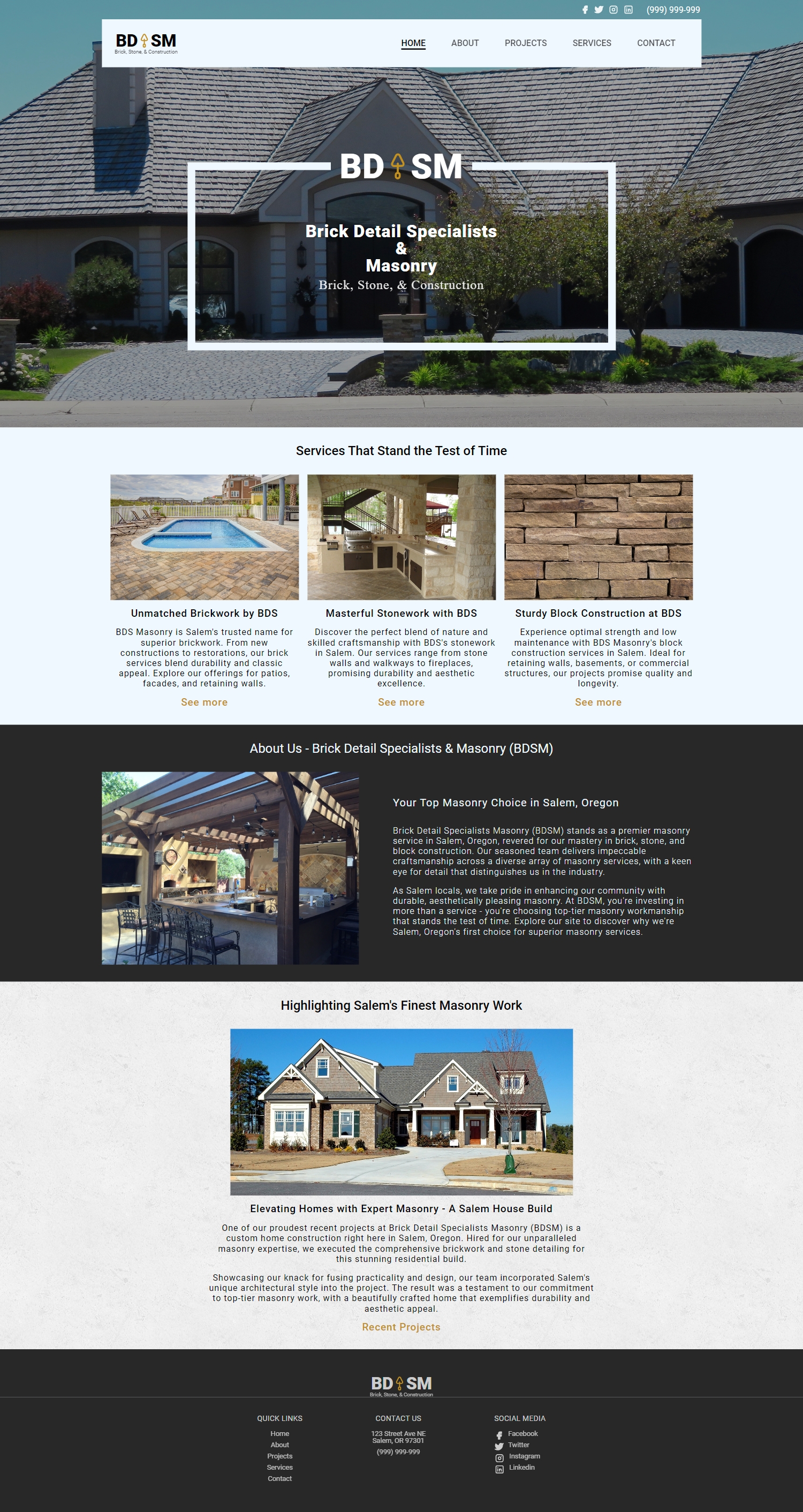 Brick Detail Specialist and Masonry created by Codex Web Design in Salem, Oregon